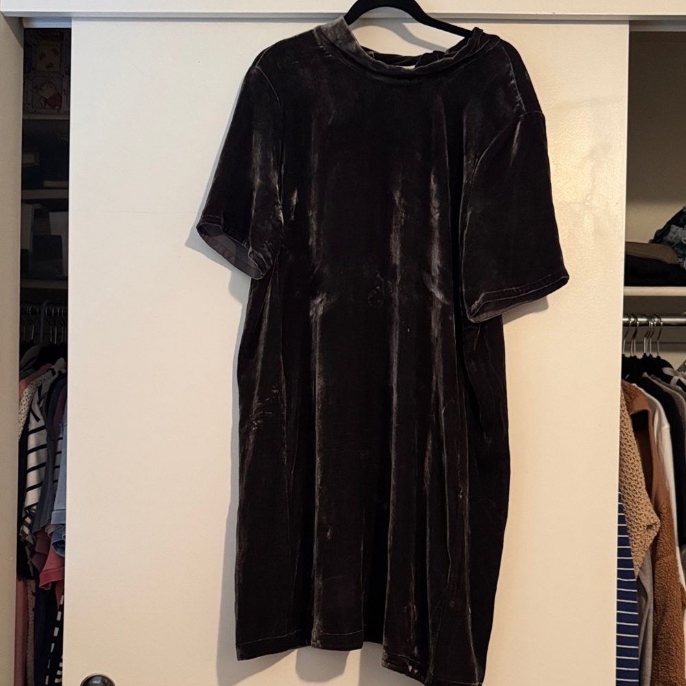 Eileen Fisher Luxe Black Velvet dress to the knee